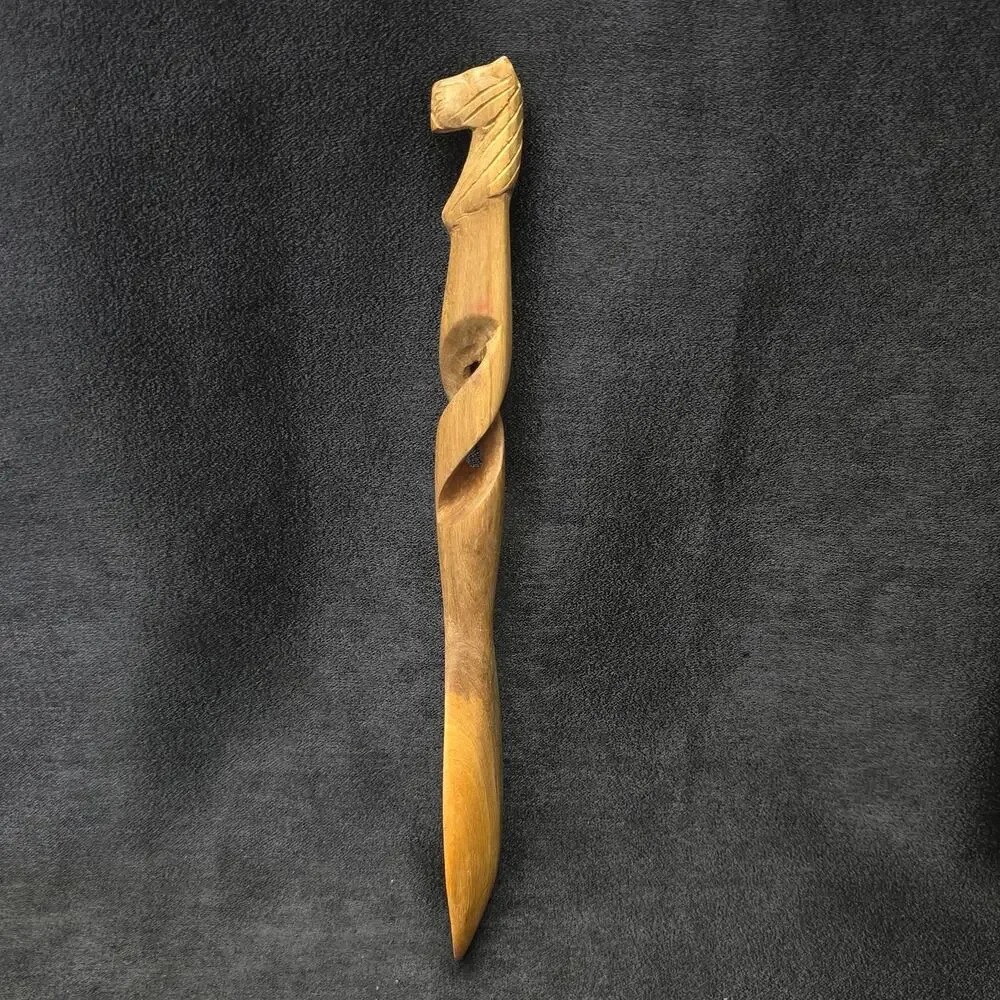 Vintage African Hand Carved Cheeta Large Wooden Spoon